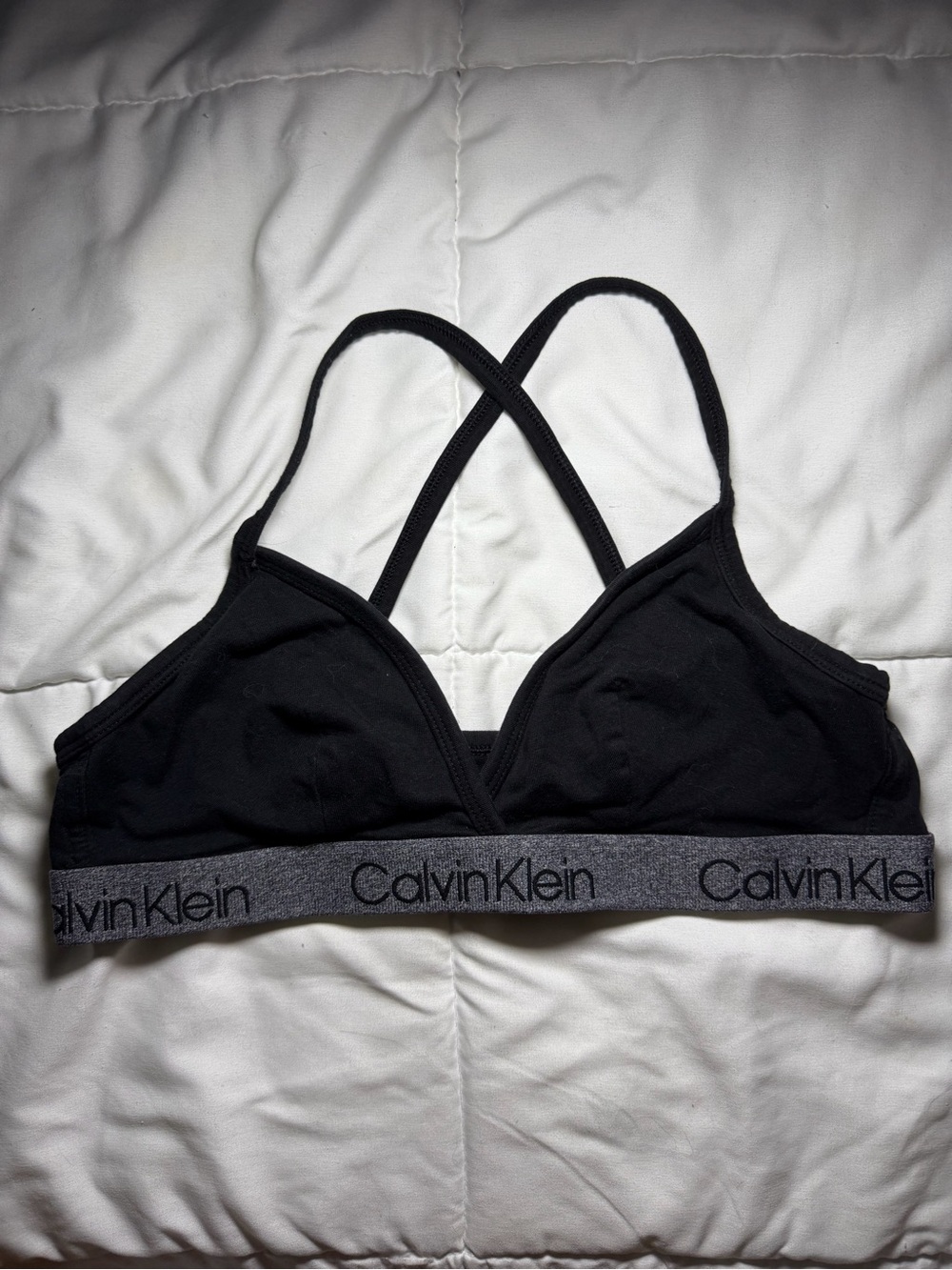Calvin Klein Black Bralette with Gray Logo Band